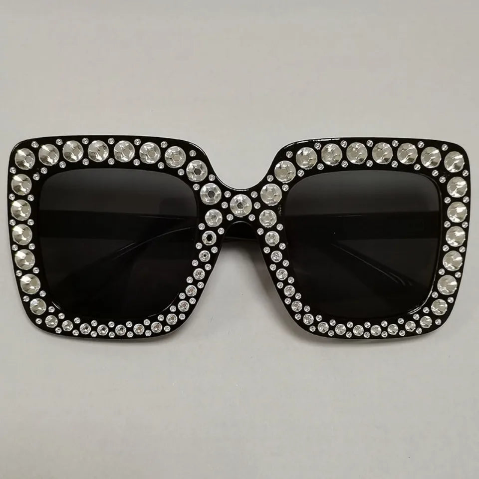 Diamond Oversized Sunglasses Big Square Frame Sunglasses UV400 Crystal Eyewear Retro Rhinestone Frames Eyeglasses