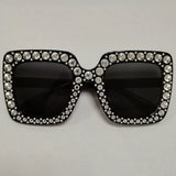 Diamond Oversized Sunglasses Big Square Frame Sunglasses UV400 Crystal Eyewear Retro Rhinestone Frames Eyeglasses
