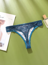 Sexy Women's G-String Panties Transparent Mid-Low Rise Ladies Underwear Color-Block Female Intimates Lingerie