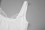 Dulzura Square Collar Backless Slim Lace Ruffles Patchwork Tank Top Women'S Fashion Sexy Y2K Top Party Vacation Summer Clothes