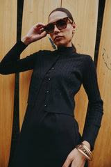 AS AW25 new design knitting cable cardigan + ribbing mockneck dress maxi length match for lady wear