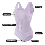 New Bodysuit Shapewear with Zipper Belt Women Tummy Control Fajas Body Shaper Waist Trainer Slimming Cincher Corset Tops