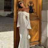 Suninheart White Evening Dresses for Events Red Long Sleeve Lace Elegant Party Dresses 2025 Women Luxury Wedding Prom Dress Gown