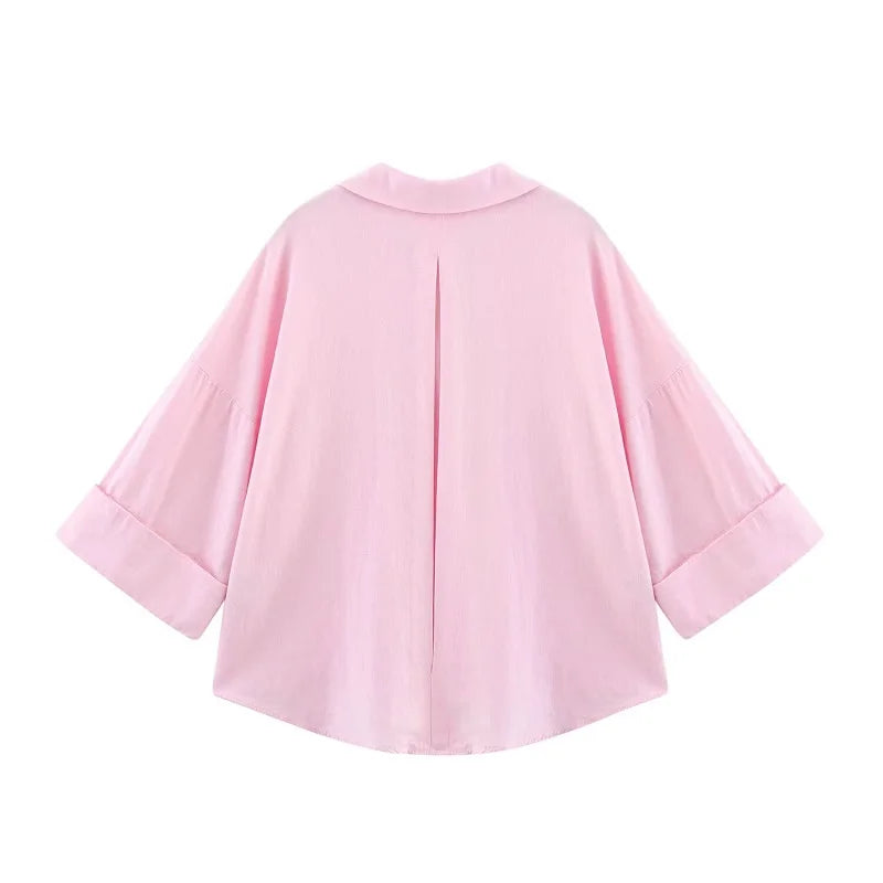 MUJER Striped Women's Shirt White Loose Casual Shirts for Women Summer Button up Shirts and Blouses Woman Wide Sleeve Ladies Top