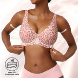 Deep V Jelly Bras Wireless Comfortable Bra Supportive No Underwire Bras Tshirt Push Up Bralette Pink Leopard Plunge Seamless Bra