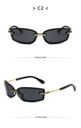 Rimless Y2K Style Sunglasses Rectangle Fashion Popular Women Men Shades Square Sun Glasses for Female Male Glasses Metal Frame