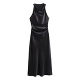 Satin Long Dresses for Women 2026 Summer Slip Midi Dress Woman Sexy Evening Party Dress Sleeveless Female Elegant Dresses