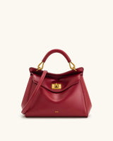 JW PEI Lucia Top-Handle Bag Luxury Designer Crossbody Shoulder Bag for Women Elegant Turn Lock Vegan Leather Messenger Purse