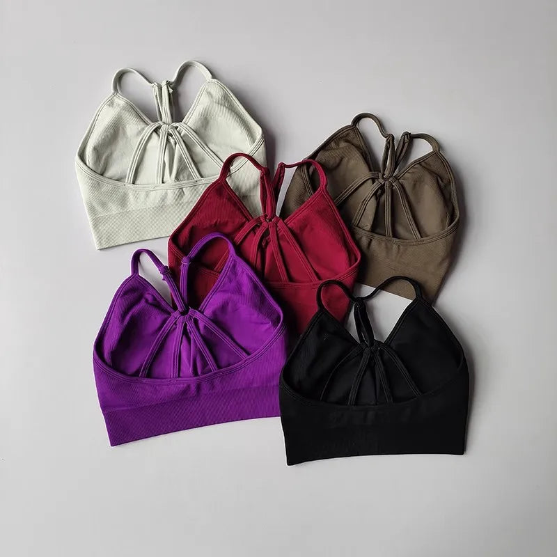 Seamless Yoga Set Women High Waist Scrunch Leggings V Neck Sports Bra 2 Piece Workout Fitness Clothing Quick Dry Gym Suit