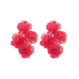 Chiffon flower multi-layer earrings, summer beach vacation style exaggerated earrings design, light luxury, niche