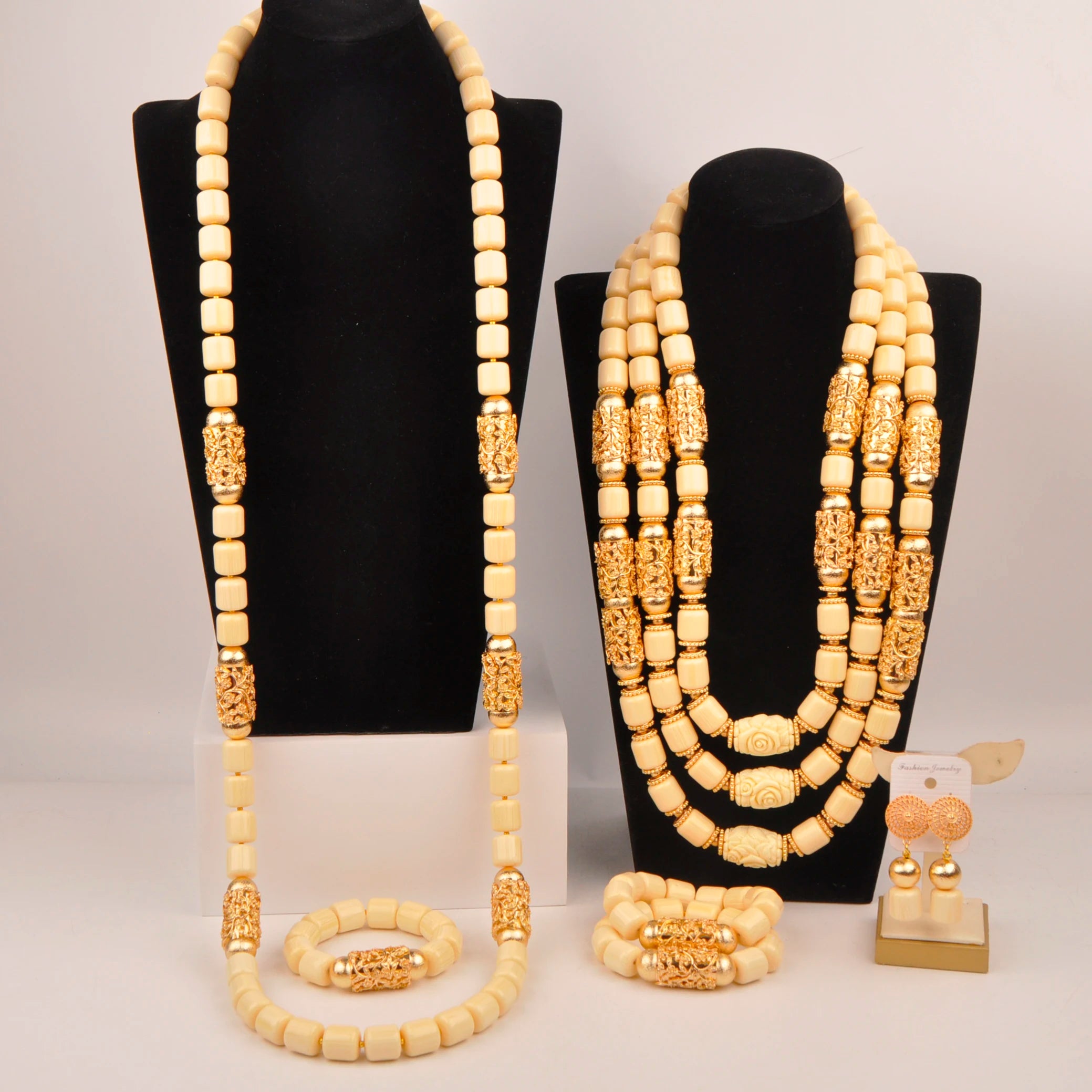 32inches 2Layers orange artifinal nigerian coral bead jewelry set wedding