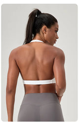 YOGA Naked Feeling Strappy Padded Sports Bras for Women - Fitness Workout Top Criss Cross Back Yoga sports Bras No steel ring
