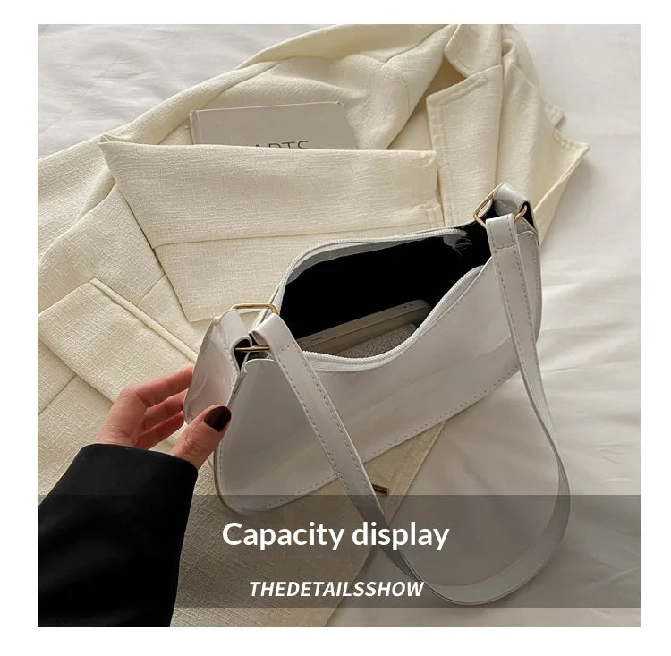 HOMEFISH PU Leather Underarm Bag Solid Color Women Fashion Daily Commuter Shoulder Bag Versatile Mini Handbag for Shopping