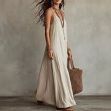 Backless Cami Dresses Summer Women Boho Dress Spaghetti Strap Sleeveless Casual Maxi Dress Long Sundress Holiday Beach Wear