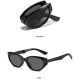 Minimalist Oval Cat-eye Glasses Women's Fashion Outdoor Folding Sunglasses Sun Shading UV Sunscreen Glasses Stylish Accessory