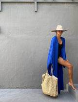 Solid Beach Cover Up Women Self Belted Wrap Kimono Dress Swimsuit 2025 New Robe Summer Beachwear Factory Supply