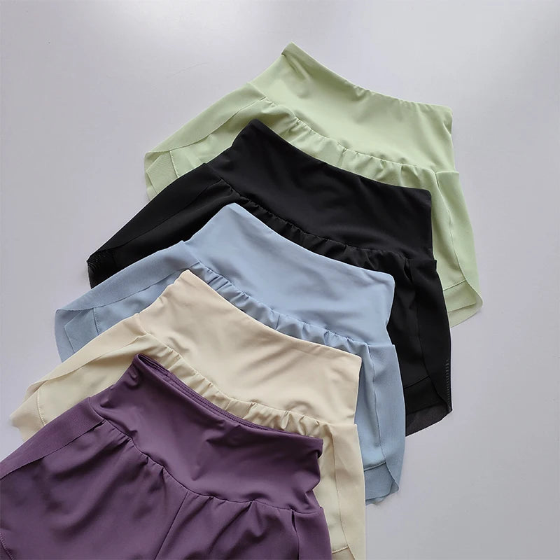 Summer Women's High-Waisted Sports Shorts Mesh Breathable Double-Layer Quick-Dry Gym Fitness Running Cycling Yoga Shorts