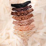 1Pcs/7Pcs Hot Sale Ladies Frill Trim Satin Ice Silk Seamless No Show Underwear Invisible Briefs Tanga Bragas Women's Panties