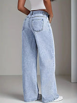 2026 New American Fashion Women's Loose Casual Wide Leg Straight Denim Jeans Baggy Streetwear Pants All Season Trousers