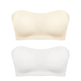 Women's Sexy Strapless Push Up Bra Removable Padded Seamless Ice Silk Top Women Invisible Beauty Back Anti-slip Off-shoulder Bra