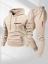 2025 letter printed sportswear set men's hooded sweatshirt long pants set spring and autumn winter warm suit