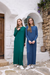 AS SS26 summer loose style button dress comfortable ribbing fabric dress o-neck lady clothes