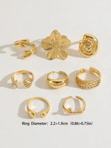 8Pcs/Set Vintage Smooth Plain Rings for Women, Boho Starfish Stackable Knuckle Midi Rings, Multi-Size Beach Party Jewelry, Holiday Gift