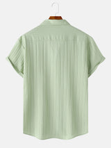 Men's  Comfortable Shirt Summer Beach Men's Shirt   Men's Short Sleeve Shirts  Solid Color Casual Short Sleeve Shirt