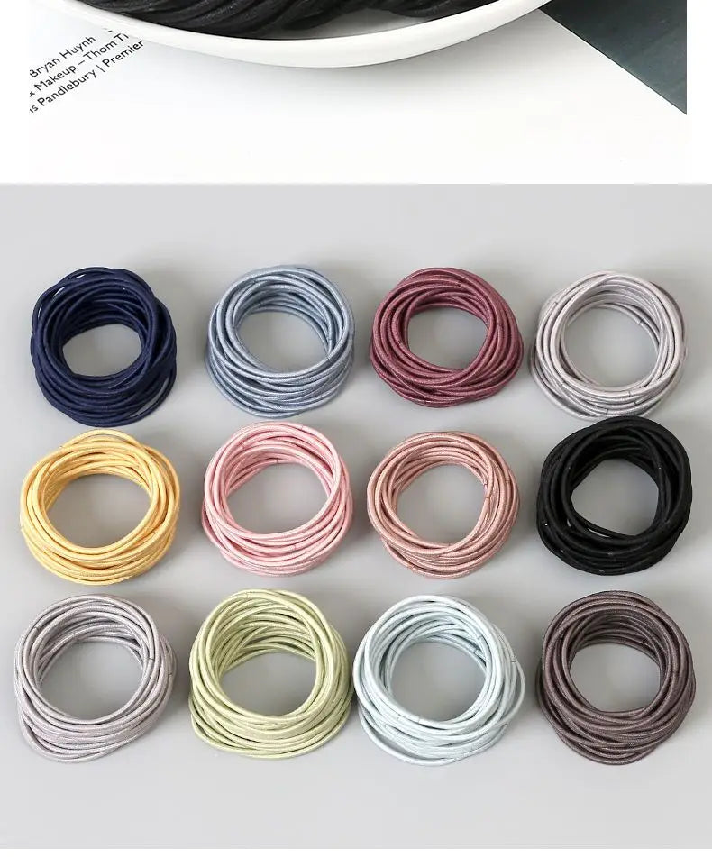 100PCS/Set Women 3.5CM Basic Nylon Elastic Hair Bands Ponytail Hair Scrunchie Rubber Bands Headband Hair Accessories Headwear