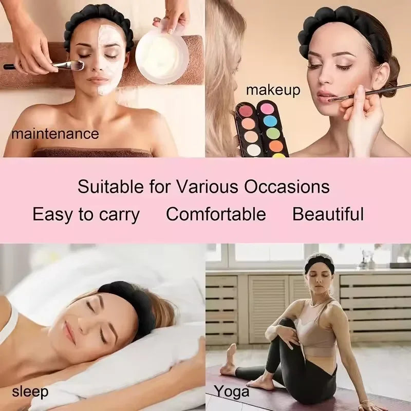 3Pcs Wash Face Headband for Women Sponge Headbands Wrist Strap Makeup Bubble Soft Hairband Girls Hair Accessories Headwear