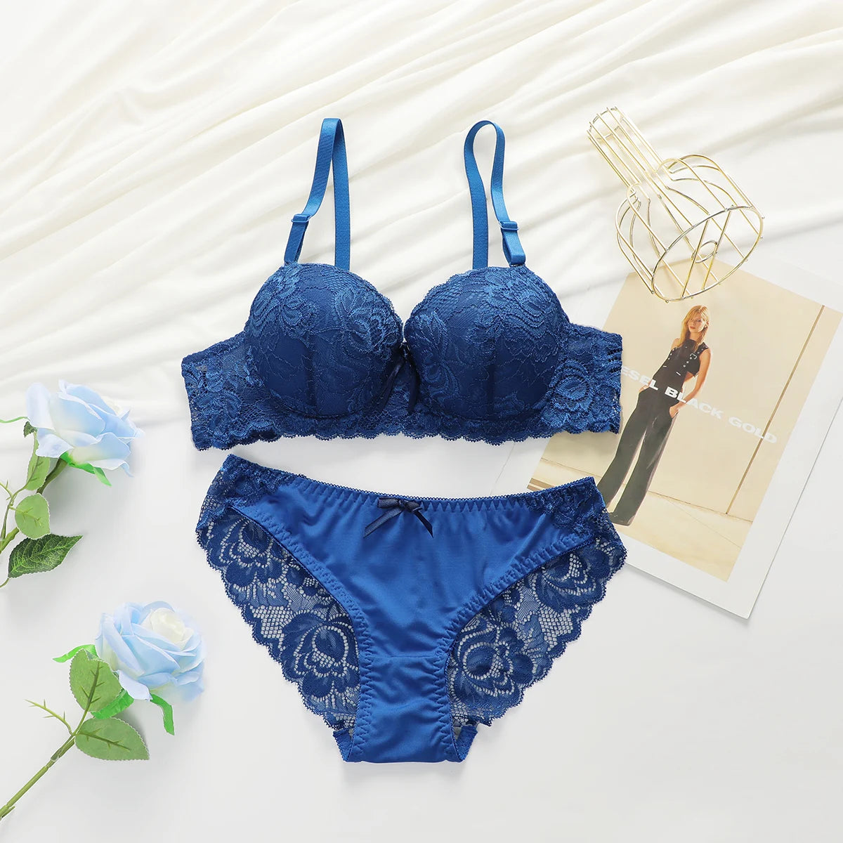 2-piece Sexy Multi-color Lingerie Set For Women's Gathering Push Up Underwear For Women's Flower Underwear Set A2155