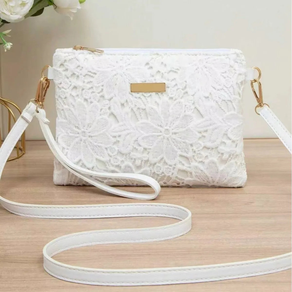 New Fashion Women Flower Printed Hollow Mini Chain Bag Shoulder Bag Tote Purse Handbag New Lace Crossbody Chain Shoulder Women's