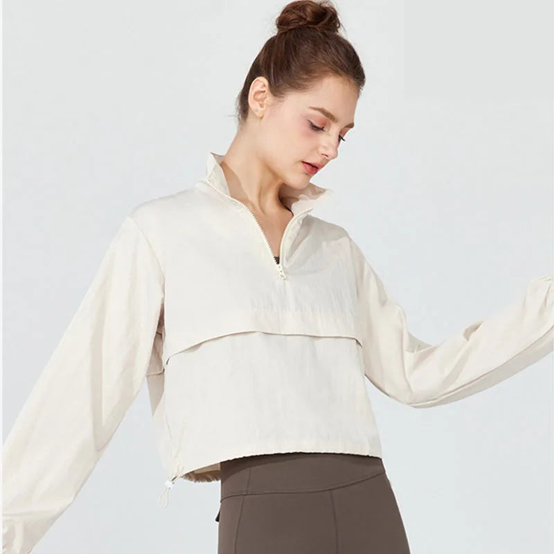 1PC Women's Long-Sleeve Fitted Athletic Jacket for Spring & Fall - Ideal for Running, Gym Workouts & Yoga