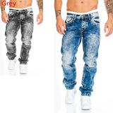 2024 Men Jeans Solid Pockets Stretch Denim Straight Pants Spring Summer Business Casual Trousers Daily Streetwear Men's Clothing
