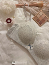 Teenage Sexy Lace Floral Bra Set Comfortable Non-steel Ring Beauty Back Small Breasts Gathered up Support Anti-Sagging Bra Set