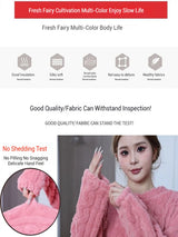 Women's Thickened Warm Sleepwear coral velvet homewear Fluffy O-neck leisure pajamas Striped Large Size Adapted Winter Sleepwear