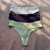 3 Pcs Seamless Ladies Ribbed Cotton Thong Simple Women's Low Waist Bikini Briefs Sports Girls Underwear Plus Size