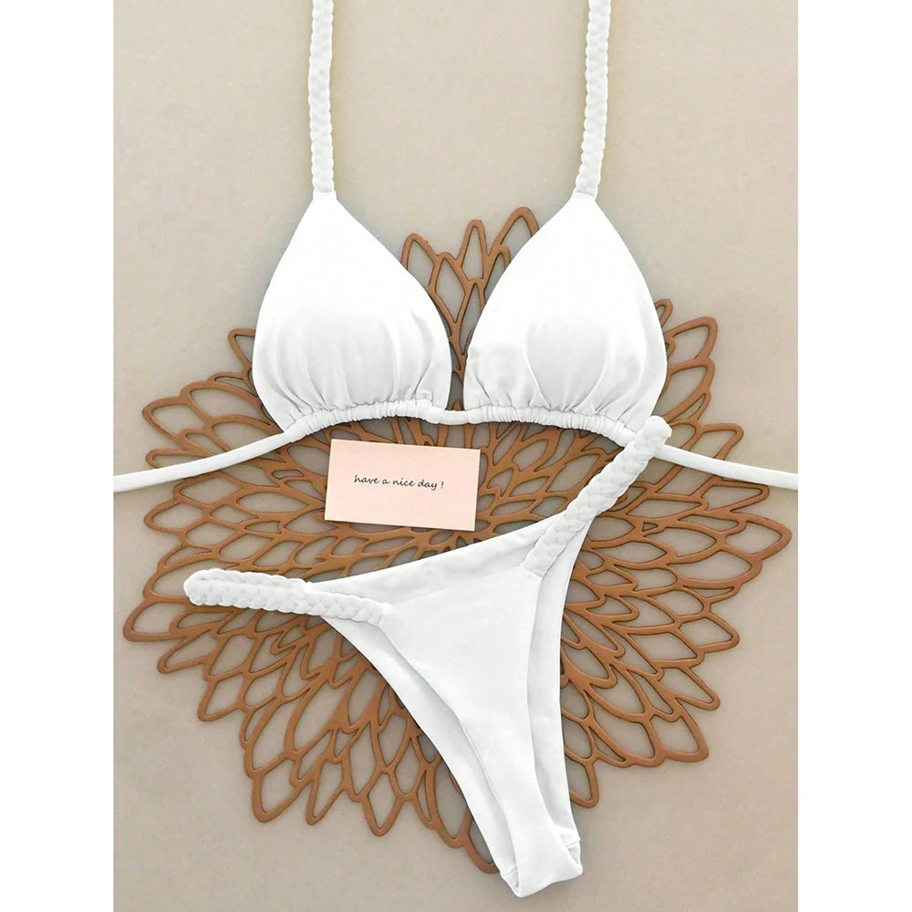 Micro Bikinis 2025 Push Up Women Swimsuits Sexy Swimwear Brazilian Bikini Set Thong Biquini Solid Swimsuit Summer Beachwear