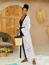 2026 Women Swimsuit Beach Cover Up Dress Sleeve Kaftan Beach Tunic Long Pareos Bikinis Cover Ups Summer Robe Plage Beachwear