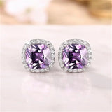 Huitan Bright White/Yellow/Pink CZ Stud Earrings for Women Fashion Contracted Jewelry High Quality Wedding Engagement Earrings