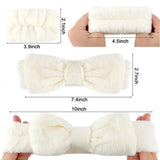 Women's Soft Coral Fleece Headband Wide Bow Hair Band Wristband for Skincare Face Washing Hair Accessories