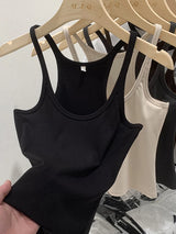 Solid Color Basic Ribbed Knitted Tank Top Women Summer Vintage Sleeveless Camis 90s Cool Girls Streetwear Soft Tees