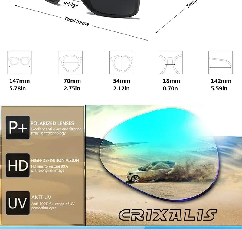 Fashion Polarized Sunglasses For Men Square Oversized Anti Glare Driver Mirror Sun Glasses Women UV400 Goggles Male