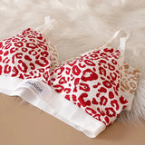 1/3/8Pcs Seamless Bra Set Low Waist Panties Leopard Bralette Sexy Lingerie Set Vneck Sport Brassiere Female Cotton Underwear Set