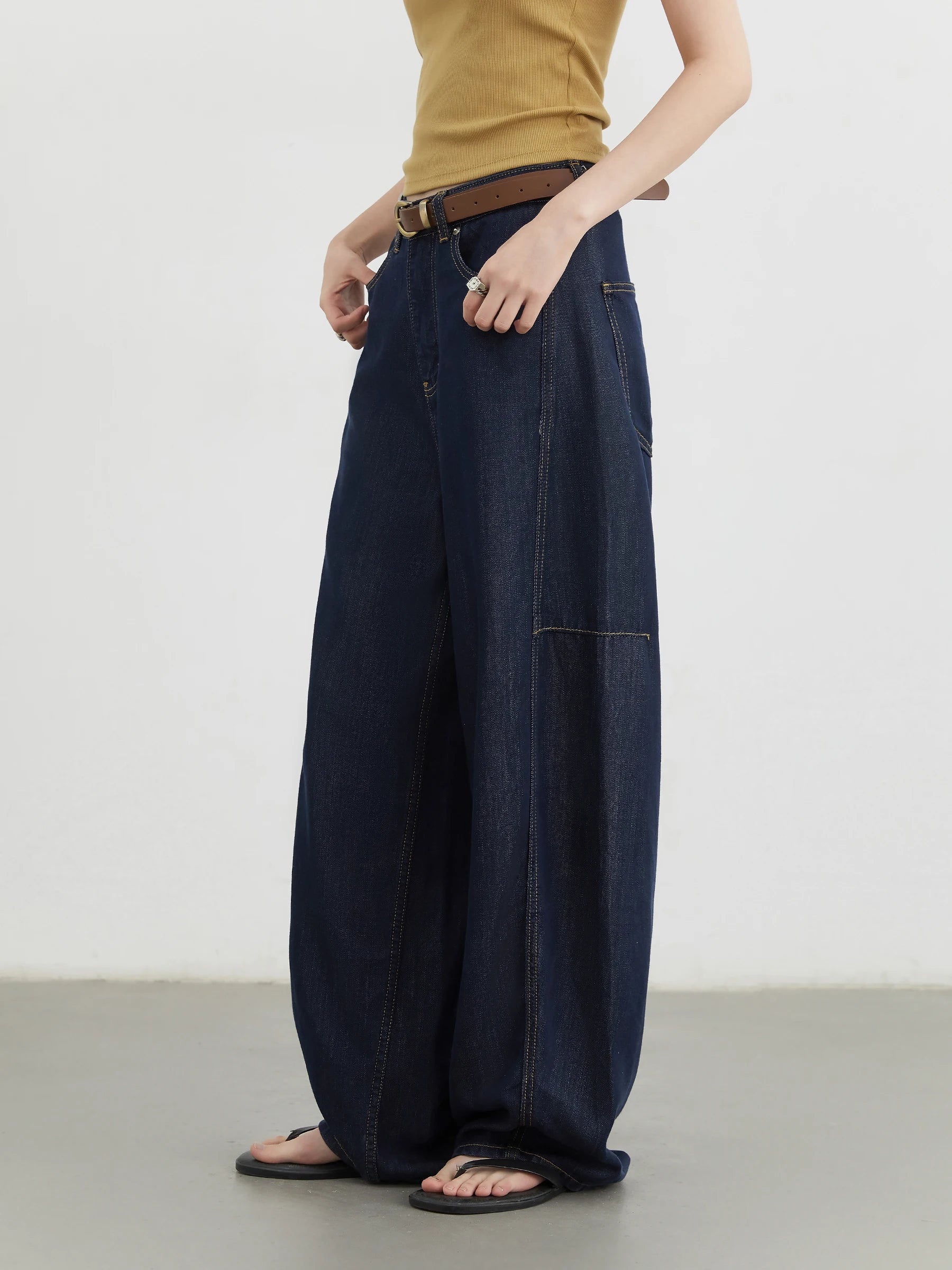 CHIC VEN Women's Jeans Loose Casual New High Waist Split Female Wide Leg Denim Pants  Spring Autumn 2025
