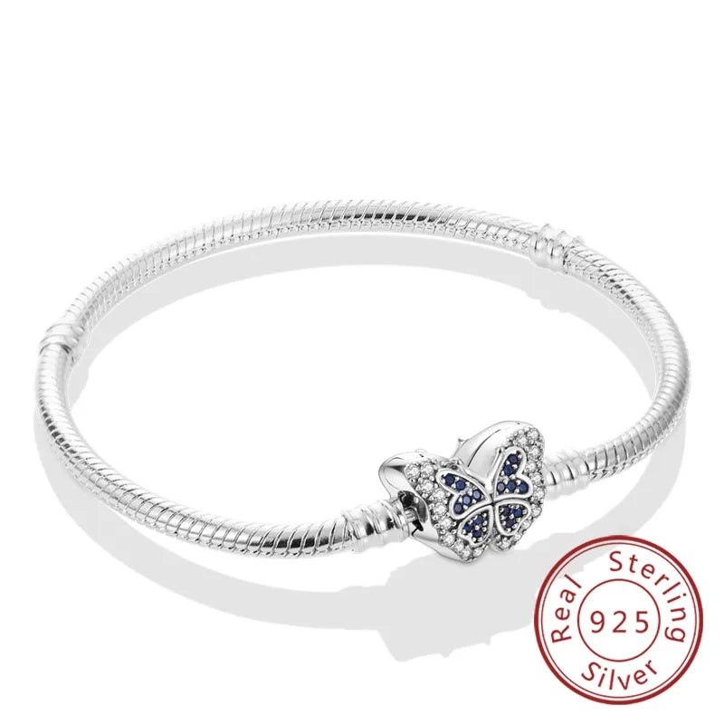 Bracelet Original 925 Sterling Silver Charm Bracelet 17-20CM Love Heart Pave Zirconia Bracelet for Women DIY Charm Jewelry Gifts
