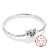 Bracelet Original 925 Sterling Silver Charm Bracelet 17-20CM Love Heart Pave Zirconia Bracelet for Women DIY Charm Jewelry Gifts
