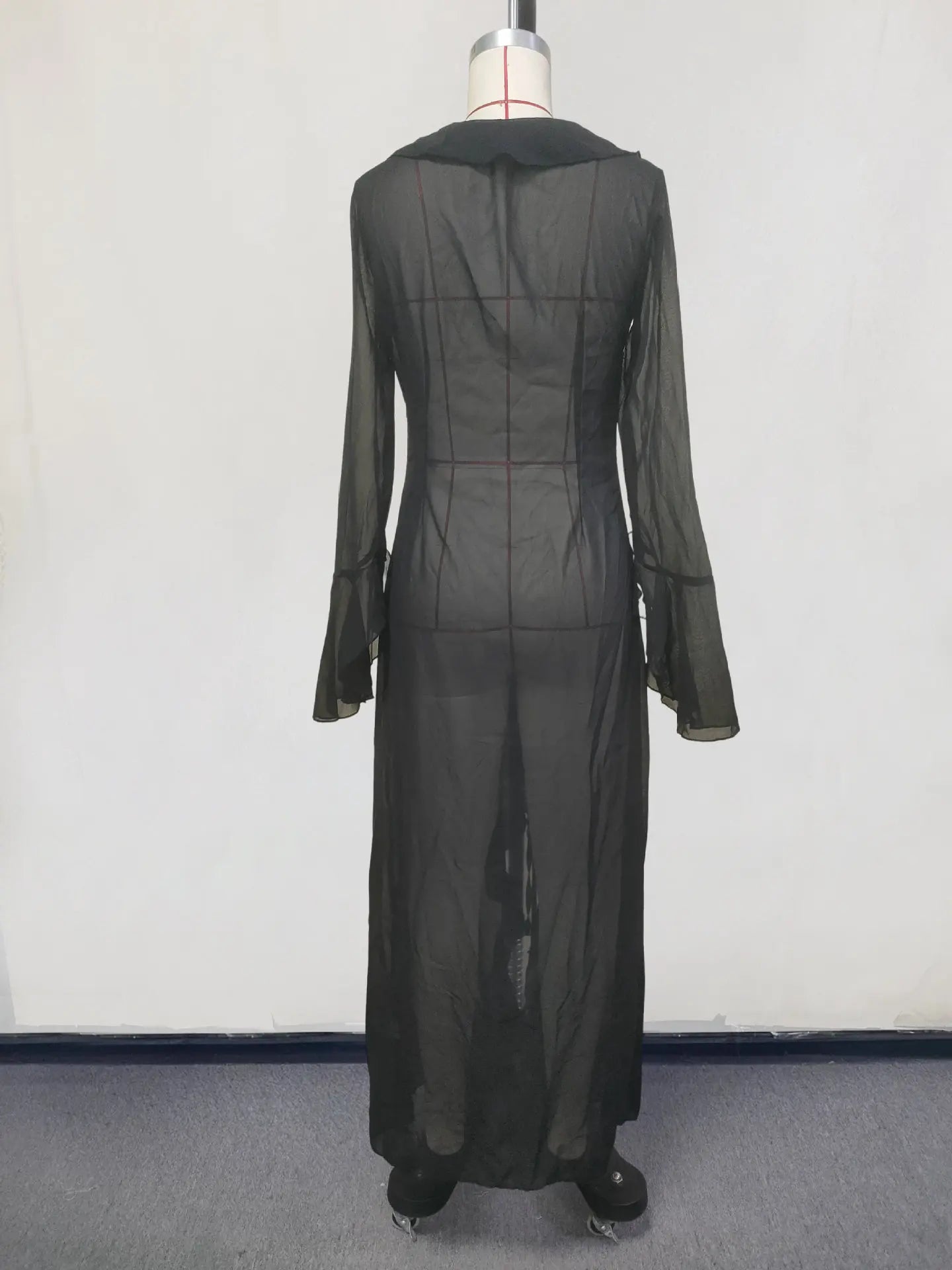 Beach Cover Up Cover-ups Dress Chiffon Long Sleeve Sunscreen Beachwear Womens Clothing Sexy V Neck Ruffled Black White New Tunic
