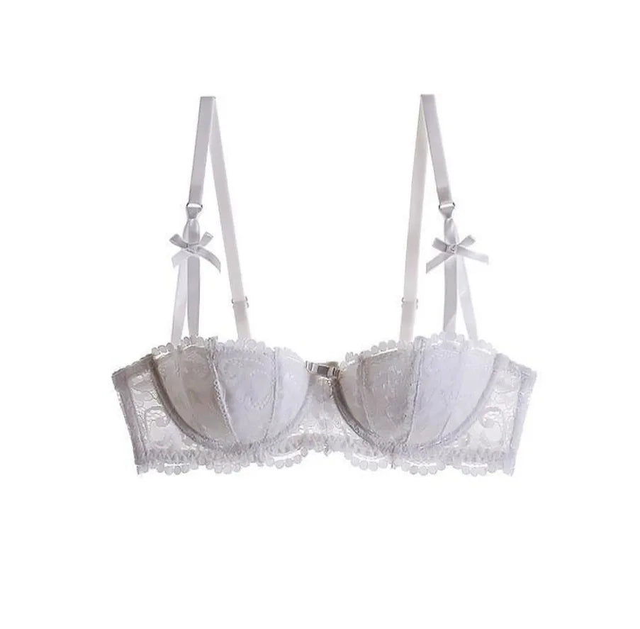 Women Bras Sexy Lace Half Cup Push Up French Style Lingerie Soft Deep V Top Breathable Back Closure Thin Bralette Ropa Mujer