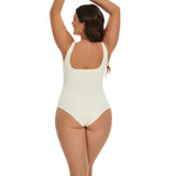 GUUDIA Ribbed Tummy Jumpsuit Daily Shaper Bodysuits Light Control Compress Tummy Control Open Crotch Shapewear Suits Open Crotch